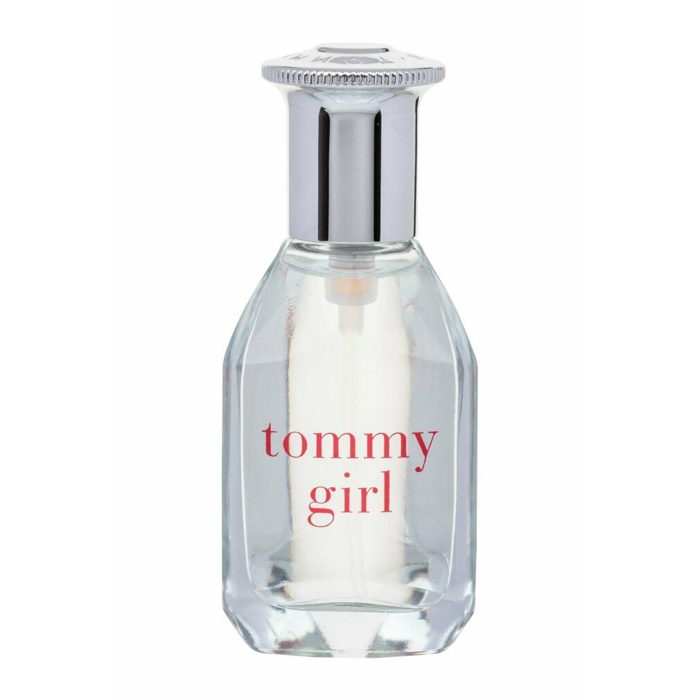 Tommy Girl Eau de Toilette Spray. Flacone trasparente con tappo argentato, scritta rosa.