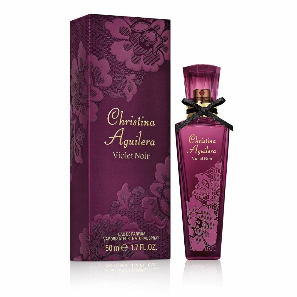 Flacone e scatola Christina Aguilera Violet Noir Eau de Parfum 50ml.