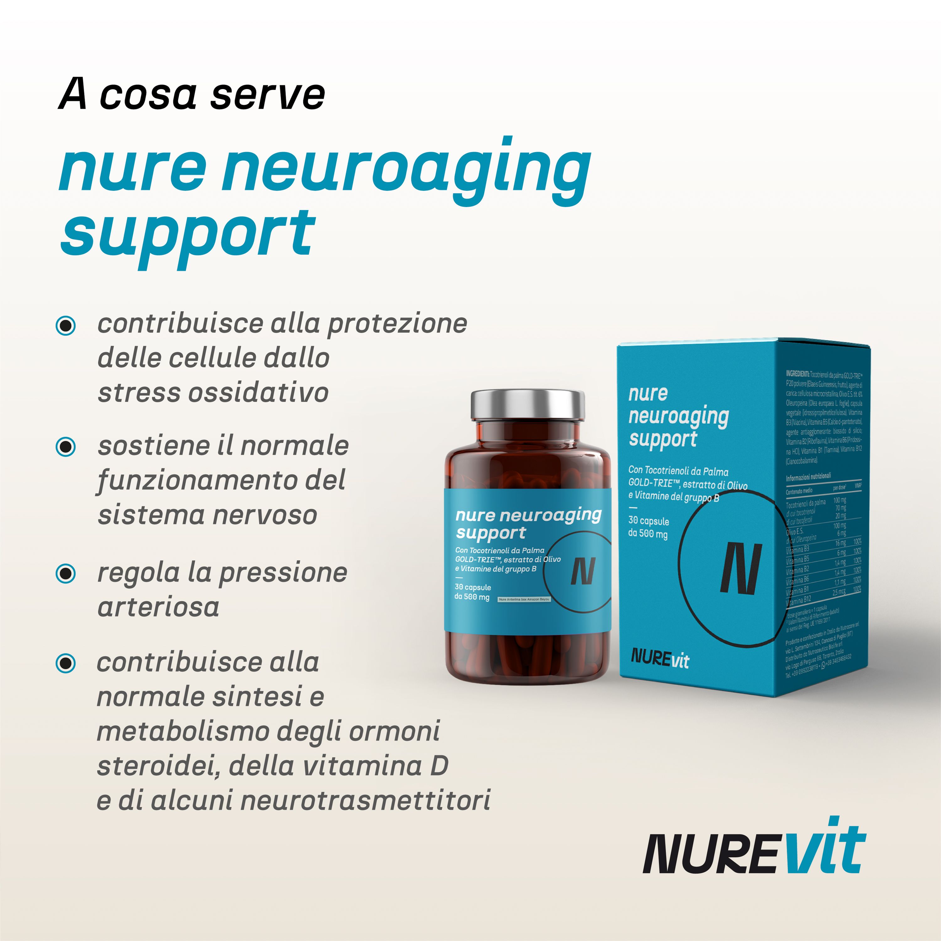 NURE Neuroaging Support Capsule per il benessere cognitivo Supporto cellule dallo stress ossidativo