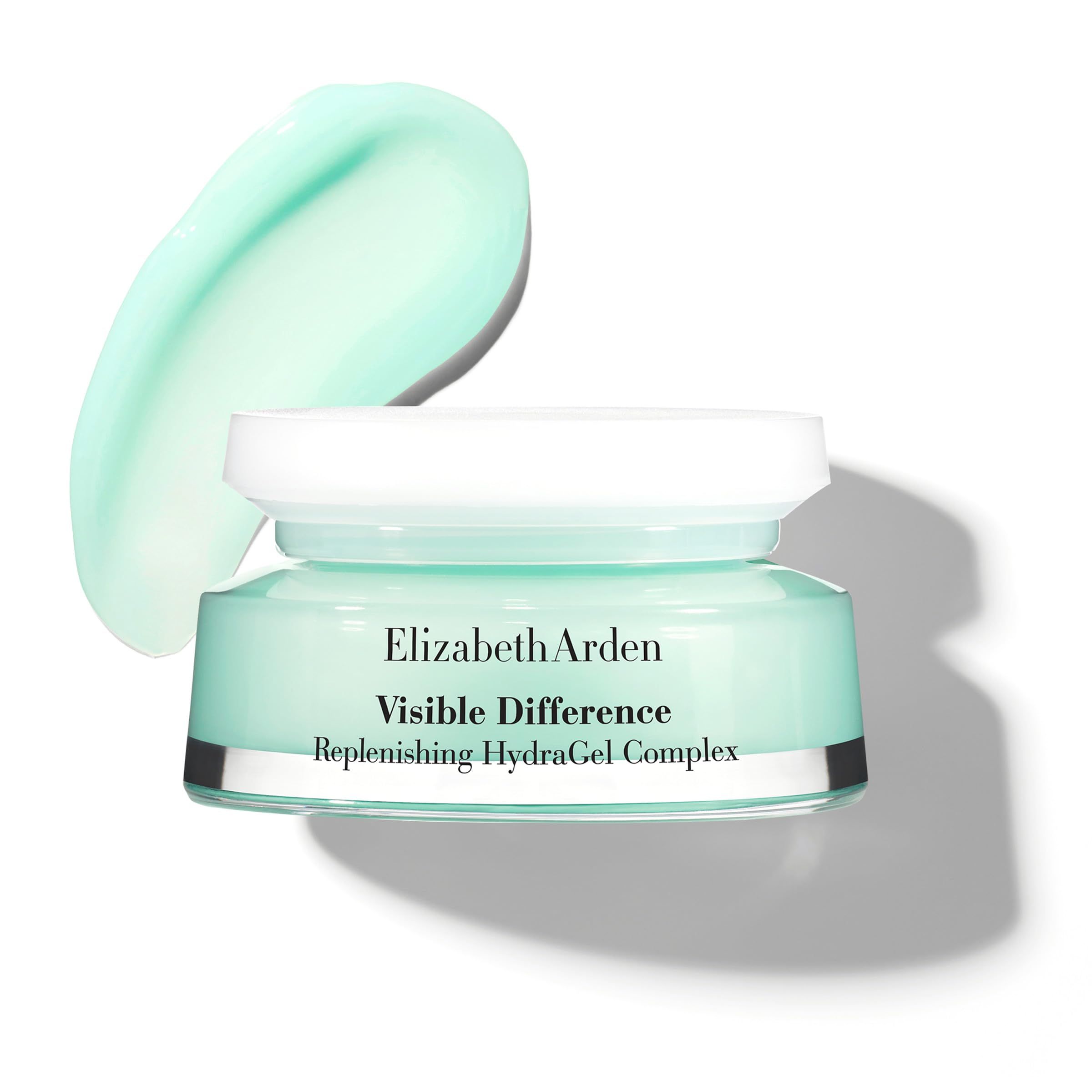 Elizabeth Arden Visible Difference Replenishing HydraGel Complex con una striscia di gel accanto.