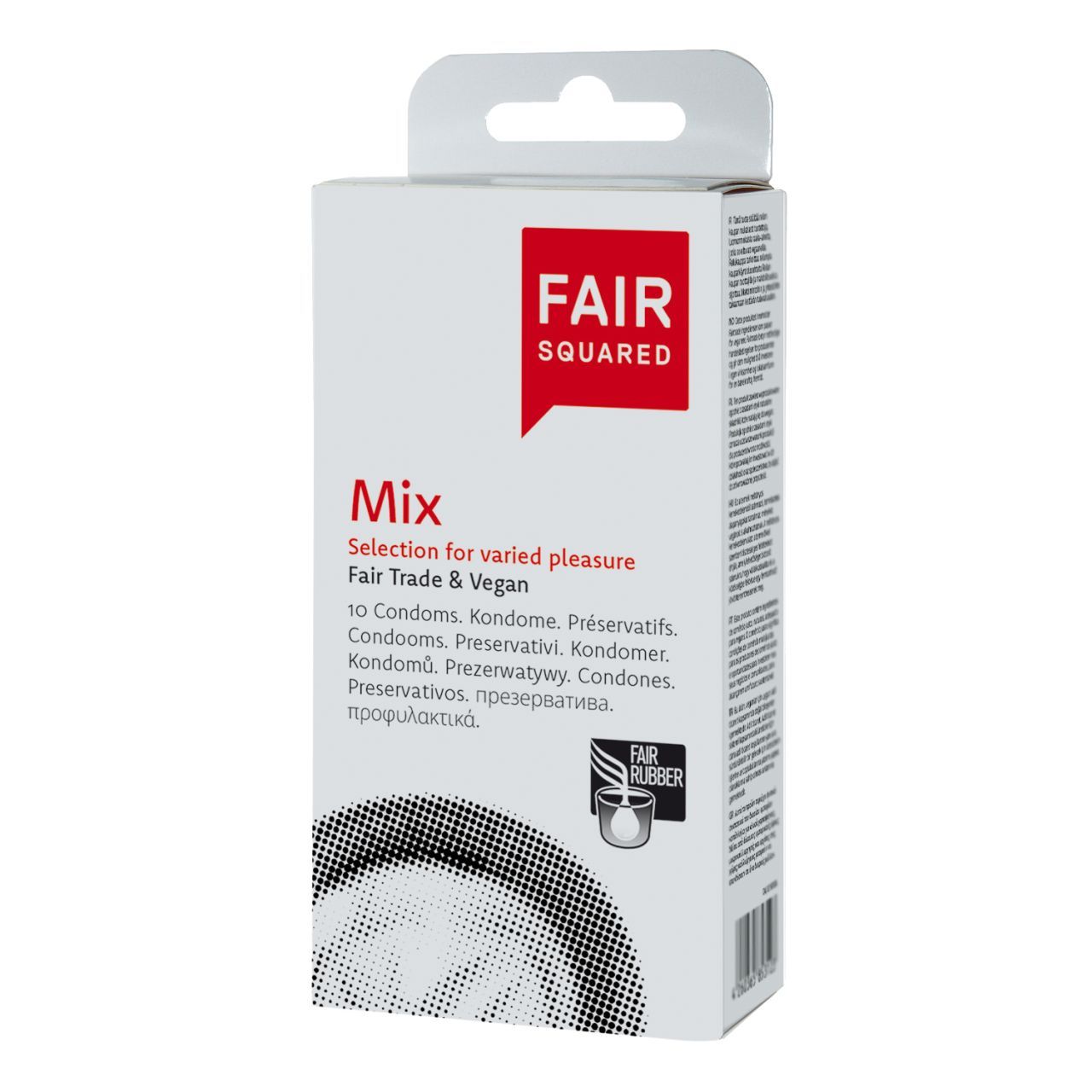 Confezione Fair Squared Mix preservativi, Fair Trade & Vegan, 10 pezzi.