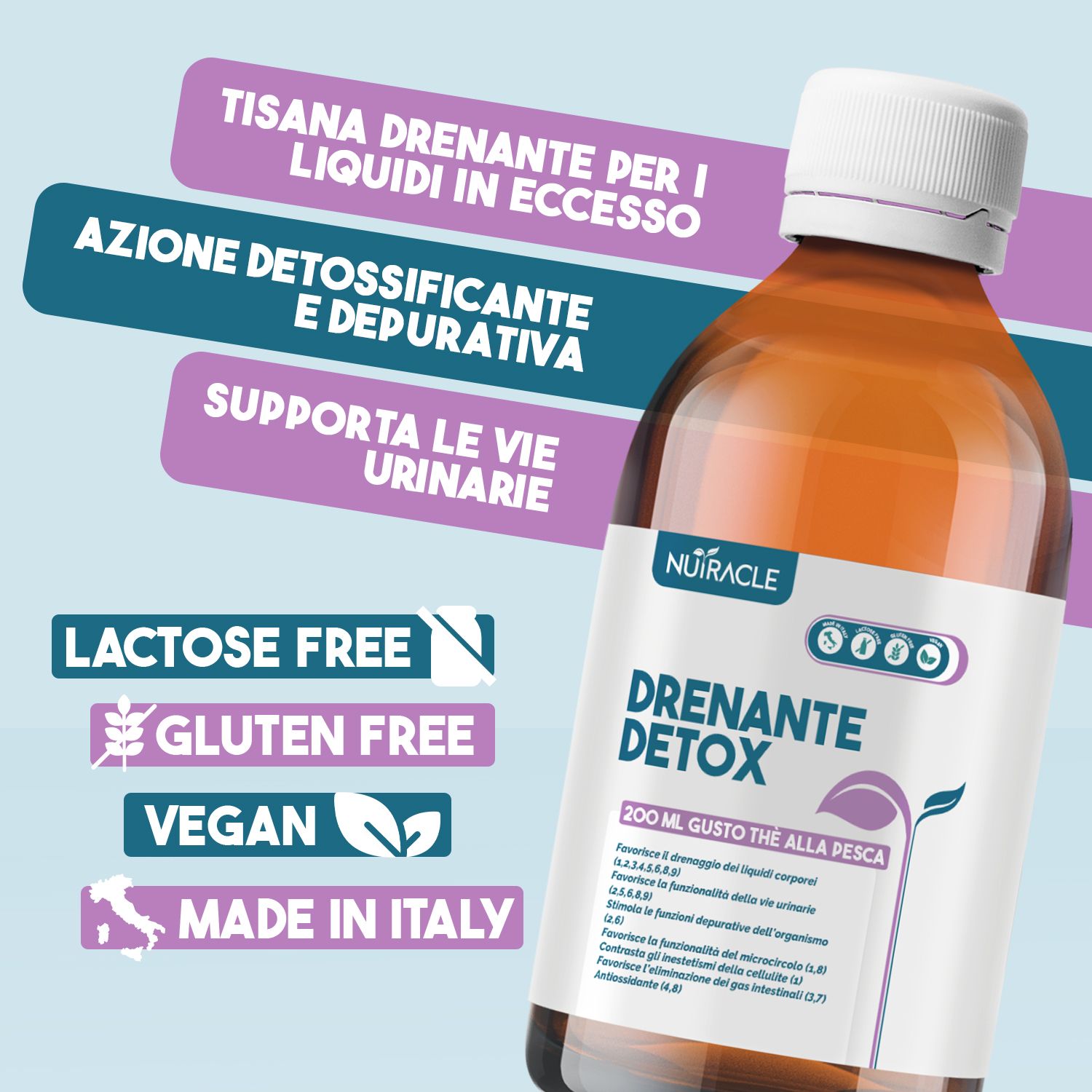 Nutracle Drenante Detox 200 ml Thè alla pesca