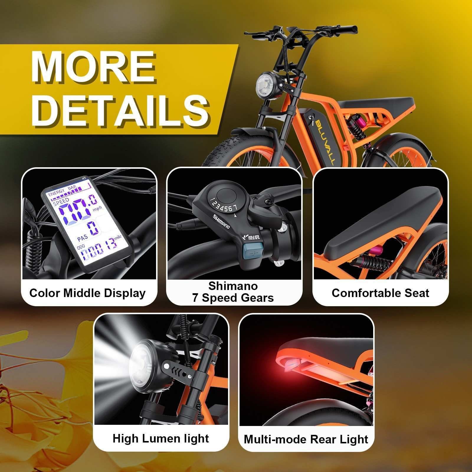 PULUMA SU8 Bicicletta elettrica con display LED da 48 V 15 Ah e connettività app