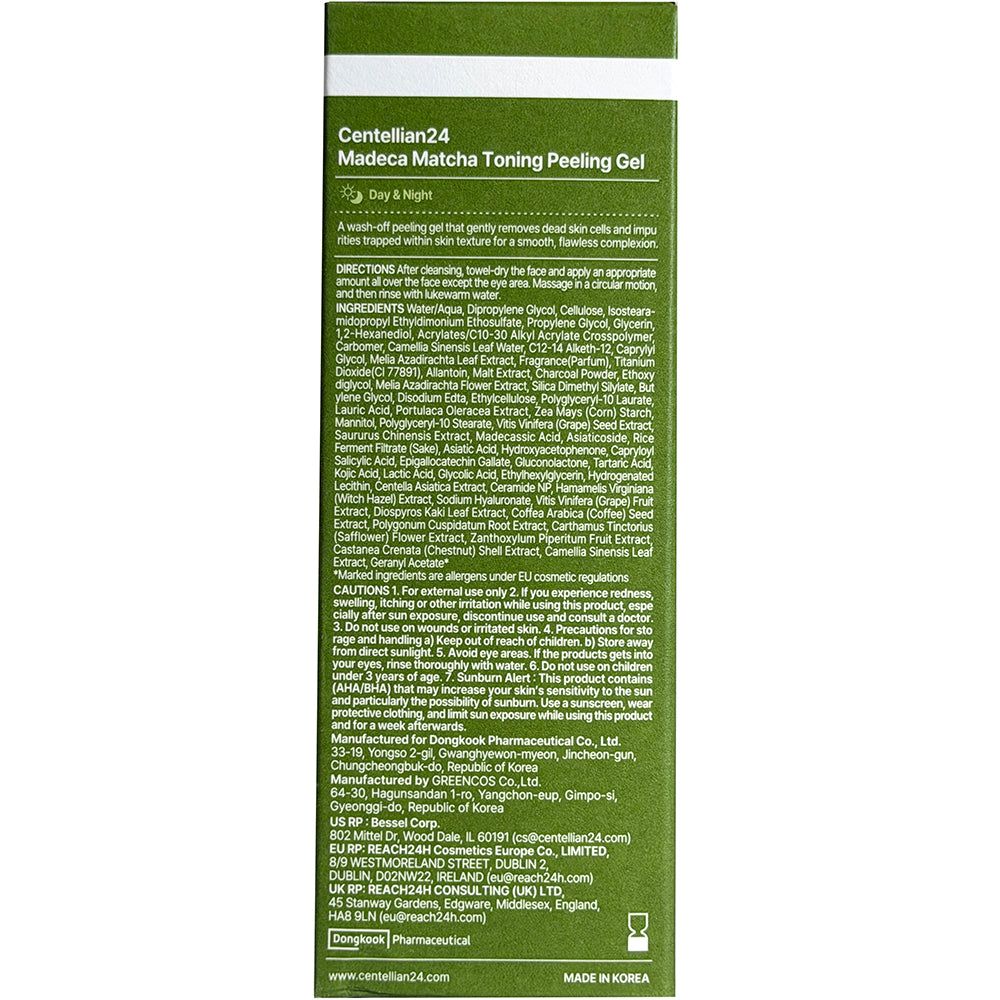 Centellian24 Madeca Matcha Toning Peeling Gel – Peeling in gel con tè verde e carbone attivo