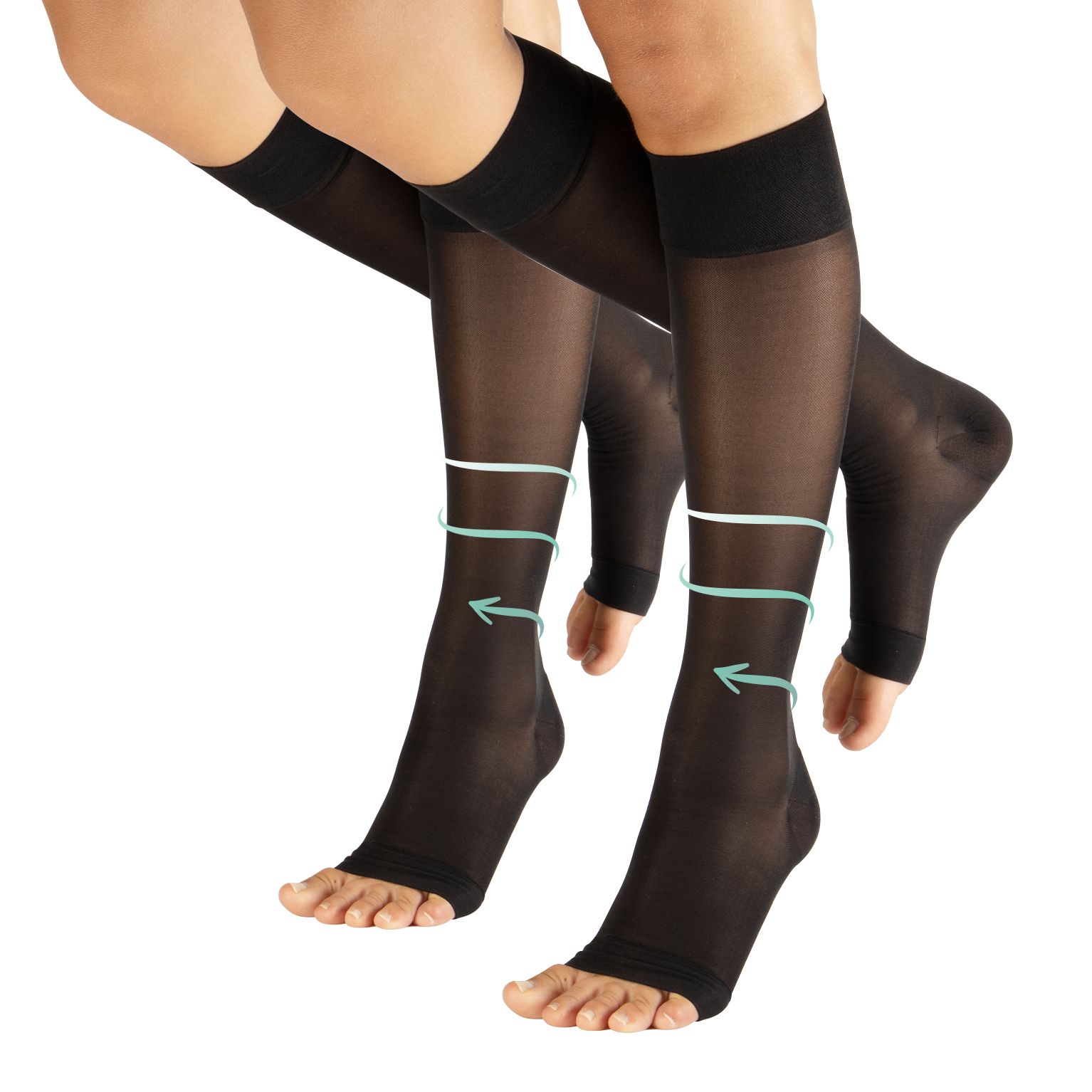 CALZITALY 2 Paia Gambaletti Punta Aperta Compressione Graduata Forte 140 den Made in Italy