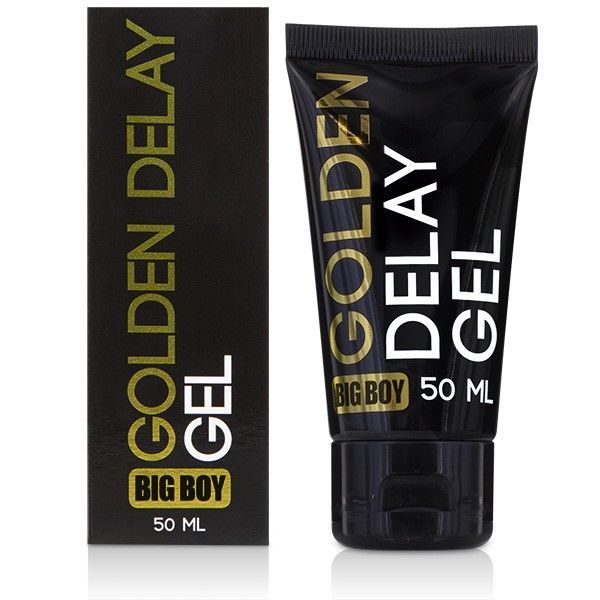 Tubo e confezione del gel ritardante BIG BOY Golden Delay, 50 ml.