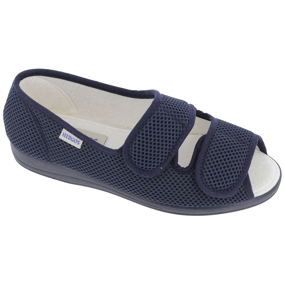 Hergos H044 - Scarpa in tessuto rete con due velcri per allacciatura personalizzata e punta aperta