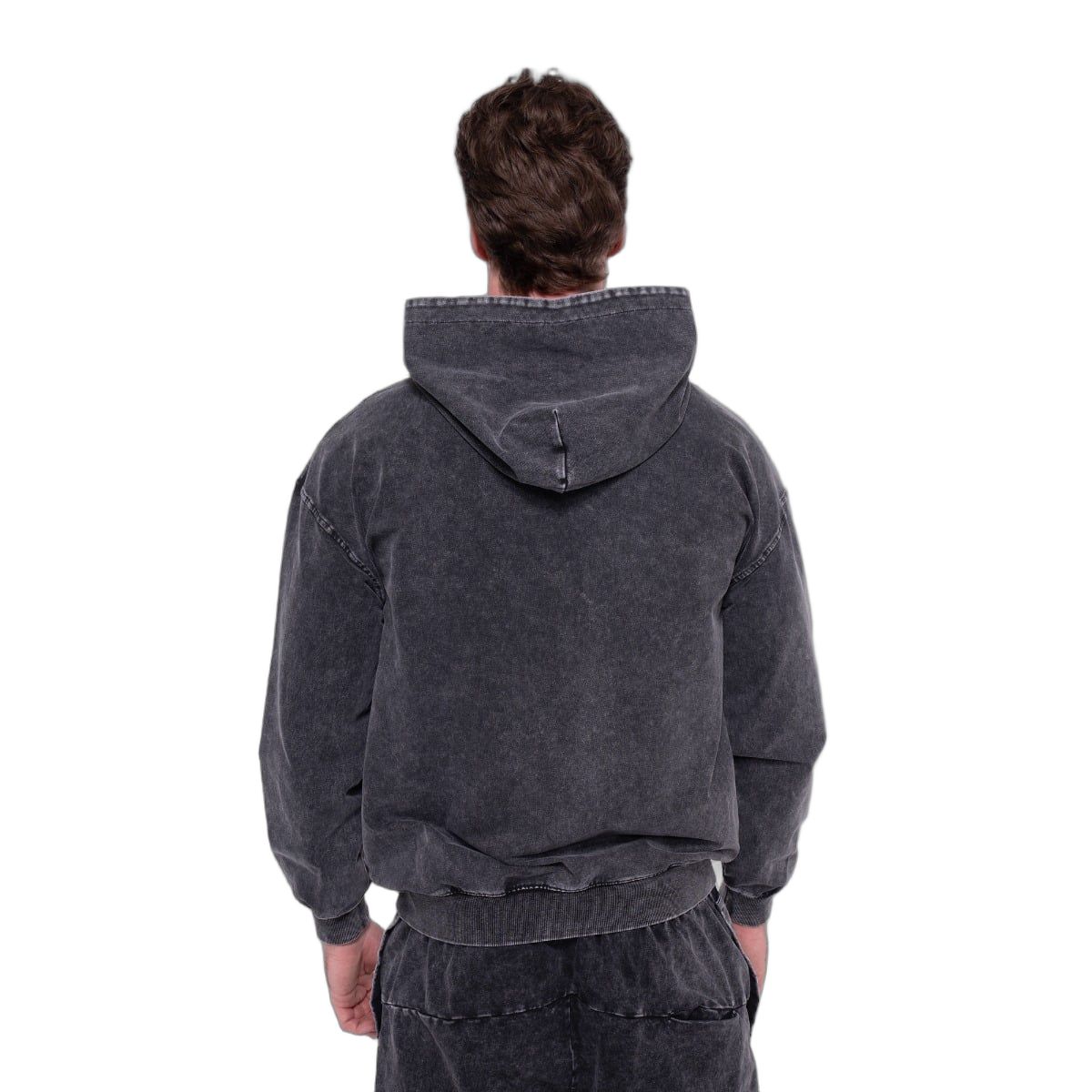 GymBeam Felpa uomo Abyss oversize con cappuccio e zip Charcoal