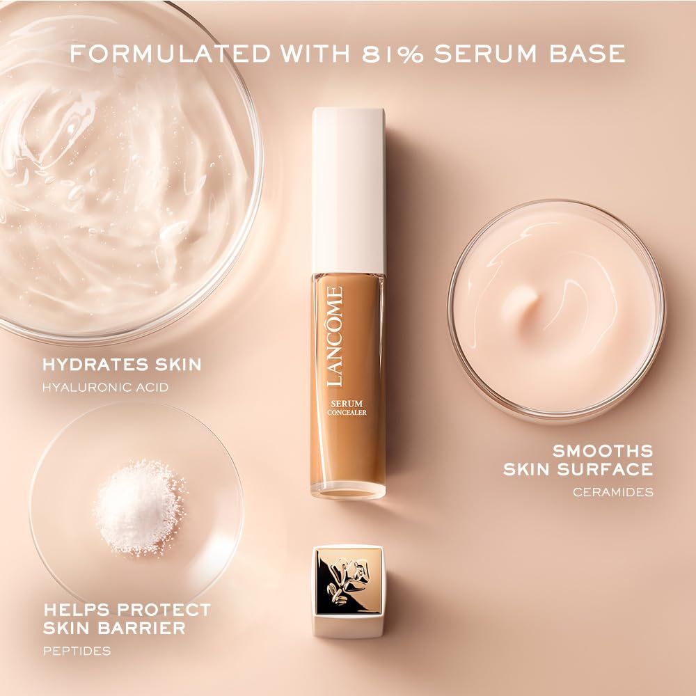 Serum Concealer Lancôme. Formulato con l'81% di base siero. Aiuta a proteggere la barriera cutanea. Idrata la pelle. Leviga la superficie cutanea.