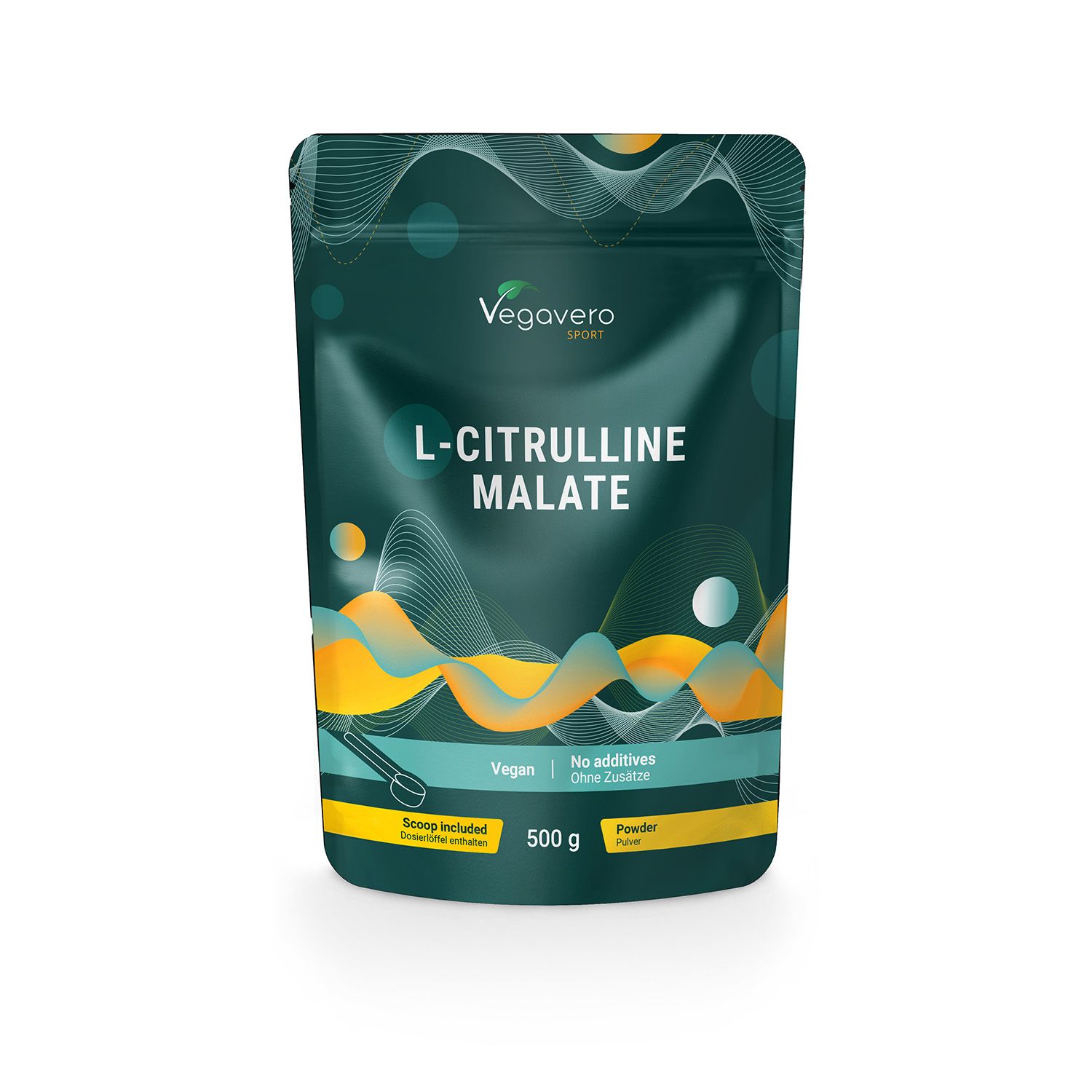 Busta di L-Citrullina Malato. Marchio Vegavaro. Vegano, senza additivi. Include un misurino. 500 g di polvere.
