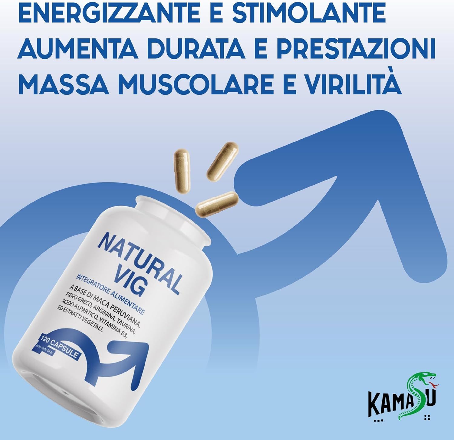 Kamasu NATURAL VIG integratore per uomini Maca nera e Taurina
