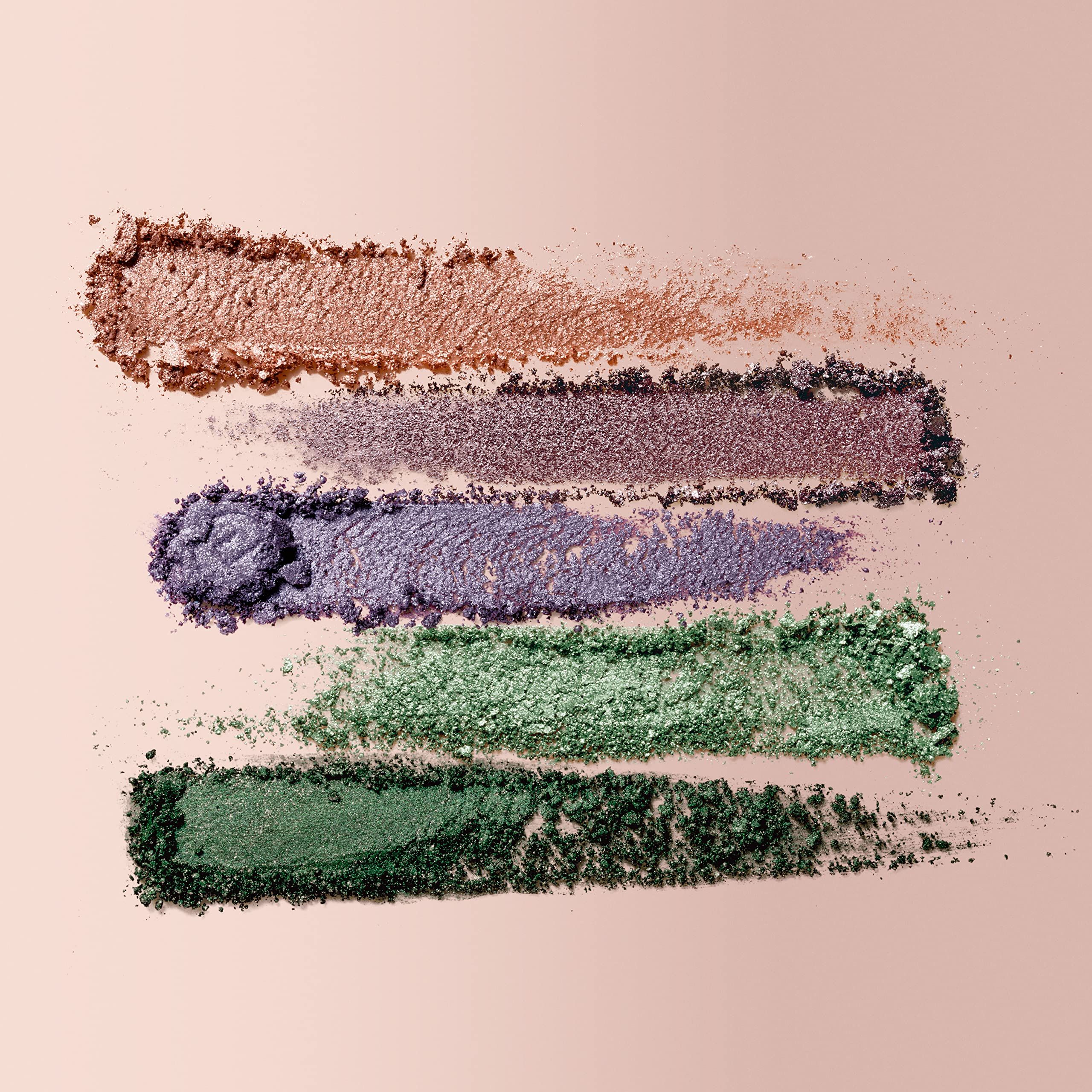Cinque campioni di colore in diversi colori. Dall'alto verso il basso: bronzo, bordeaux, viola, verde e verde scuro.