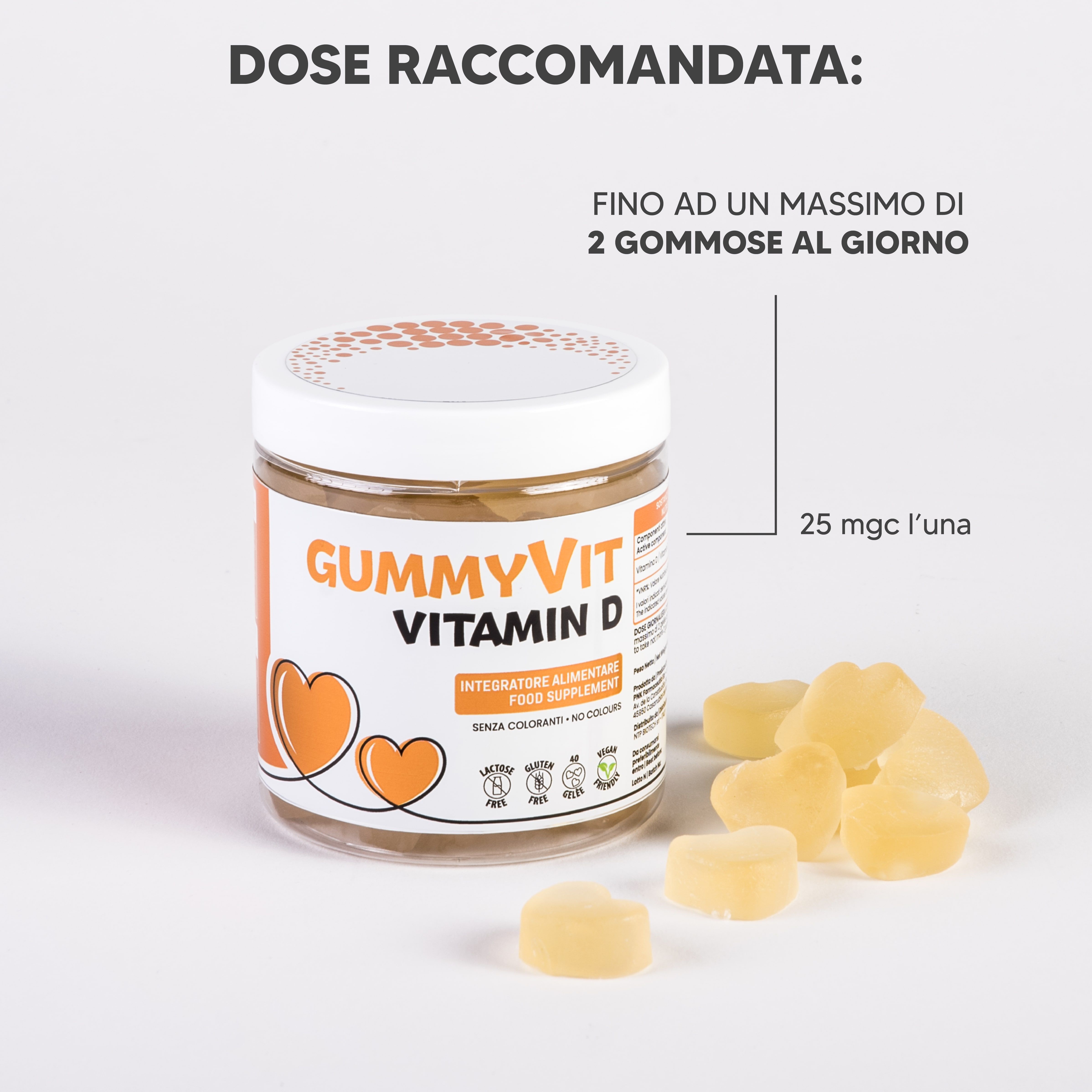 NTP Biotech Gummyvit Vit D – Gommose con Vitamina D3 50mcg – Sistema Immunitario e Ossa – 40 Gummies