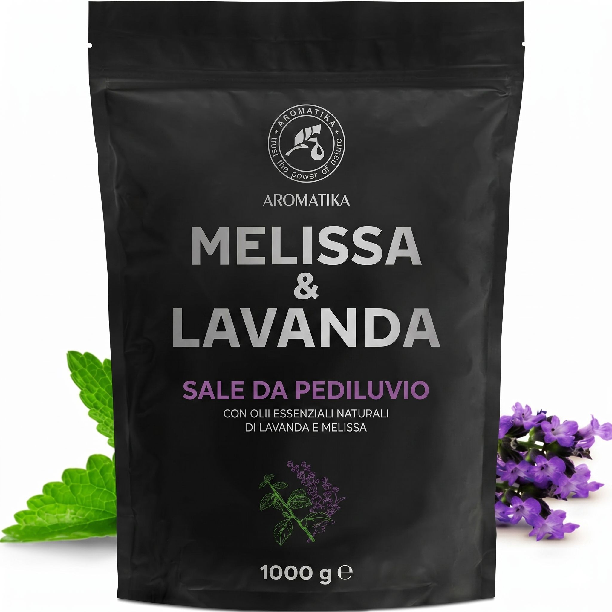 AROMATIKA Sale da pediluvio con sale marino e oli essenziali di lavanda e melissa