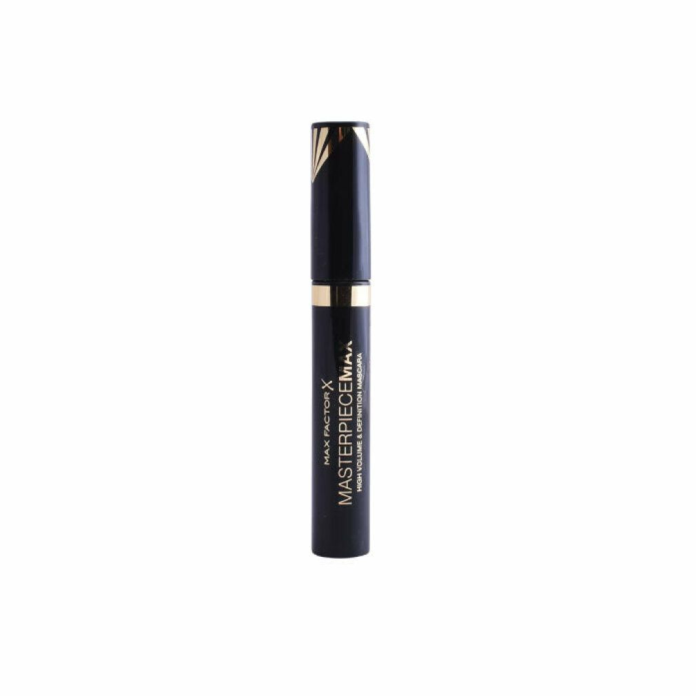 Mascara nero con dettagli dorati. Scritta: Max Factor Masterpiece Max High Volume & Definition Mascara.