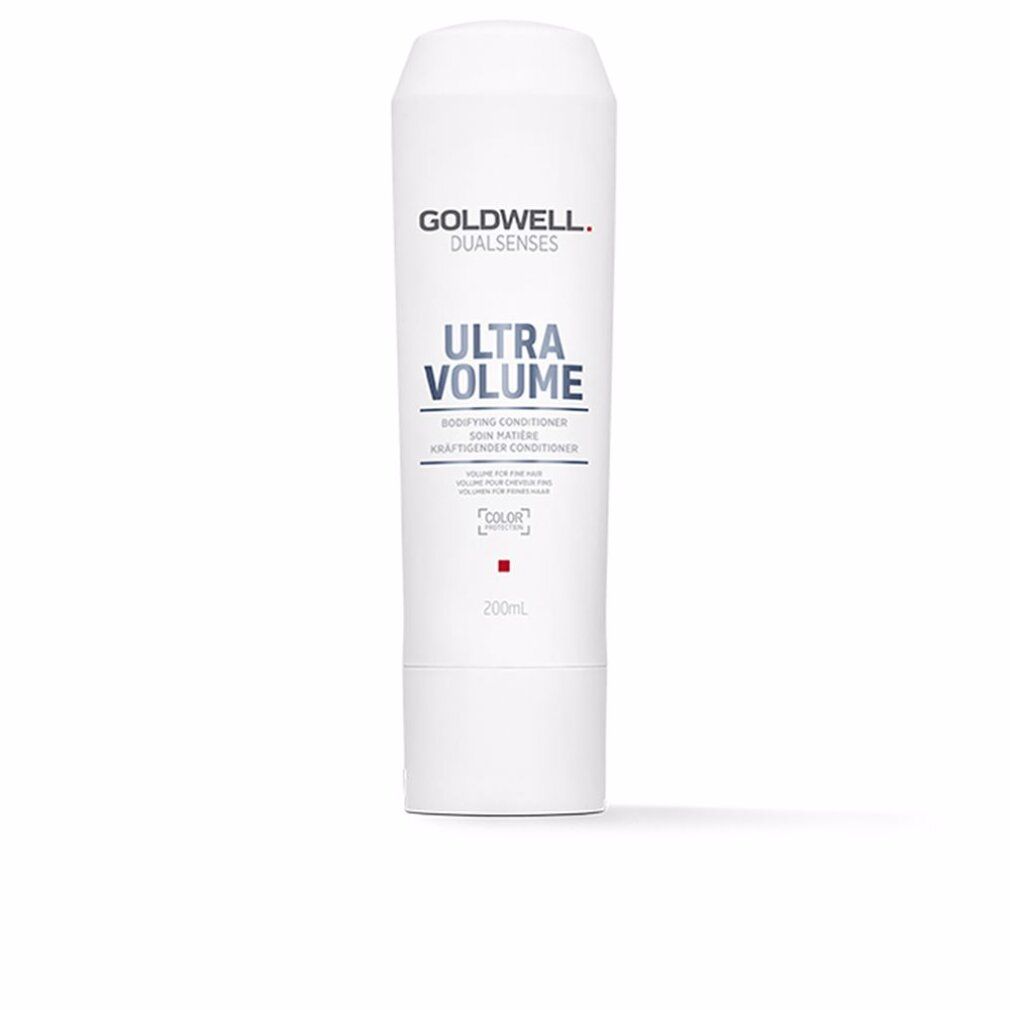Flacone bianco Goldwell Dual Senses Ultra Volume. Testo: Ultra Volume, 200ml. Per capelli colorati.