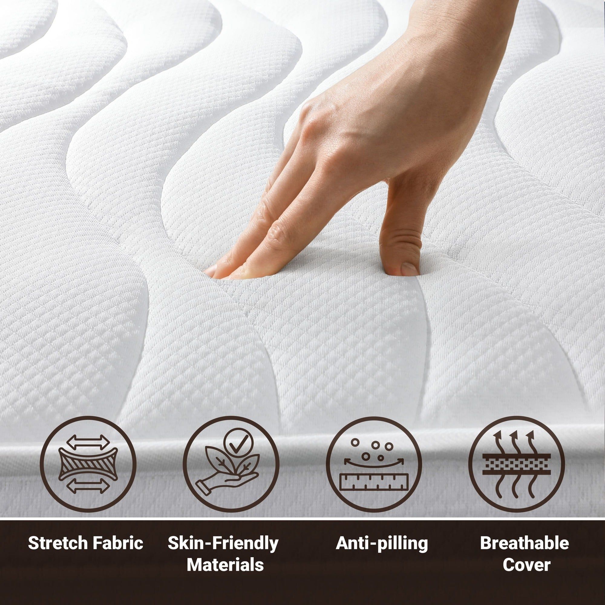 The White Stone Materasso Singolo 100x190 cm in Memory Antibatterico | Altezza 25 cm