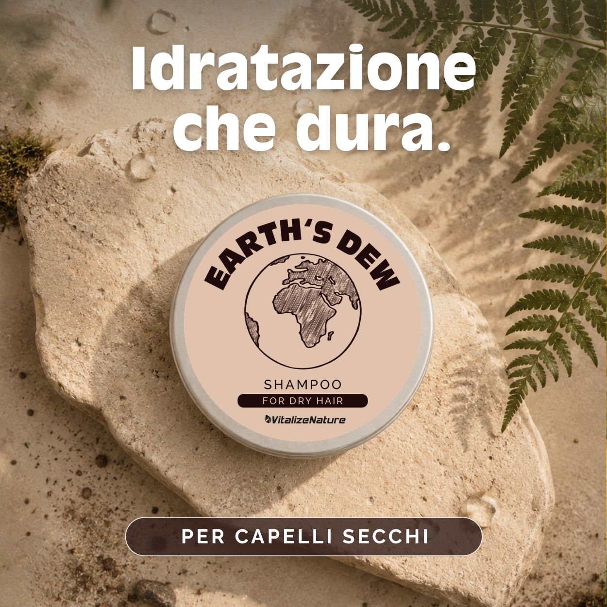 VitalizeNature Earth's Dew Shampoo Bar – Per capelli secchi con olio di ricino