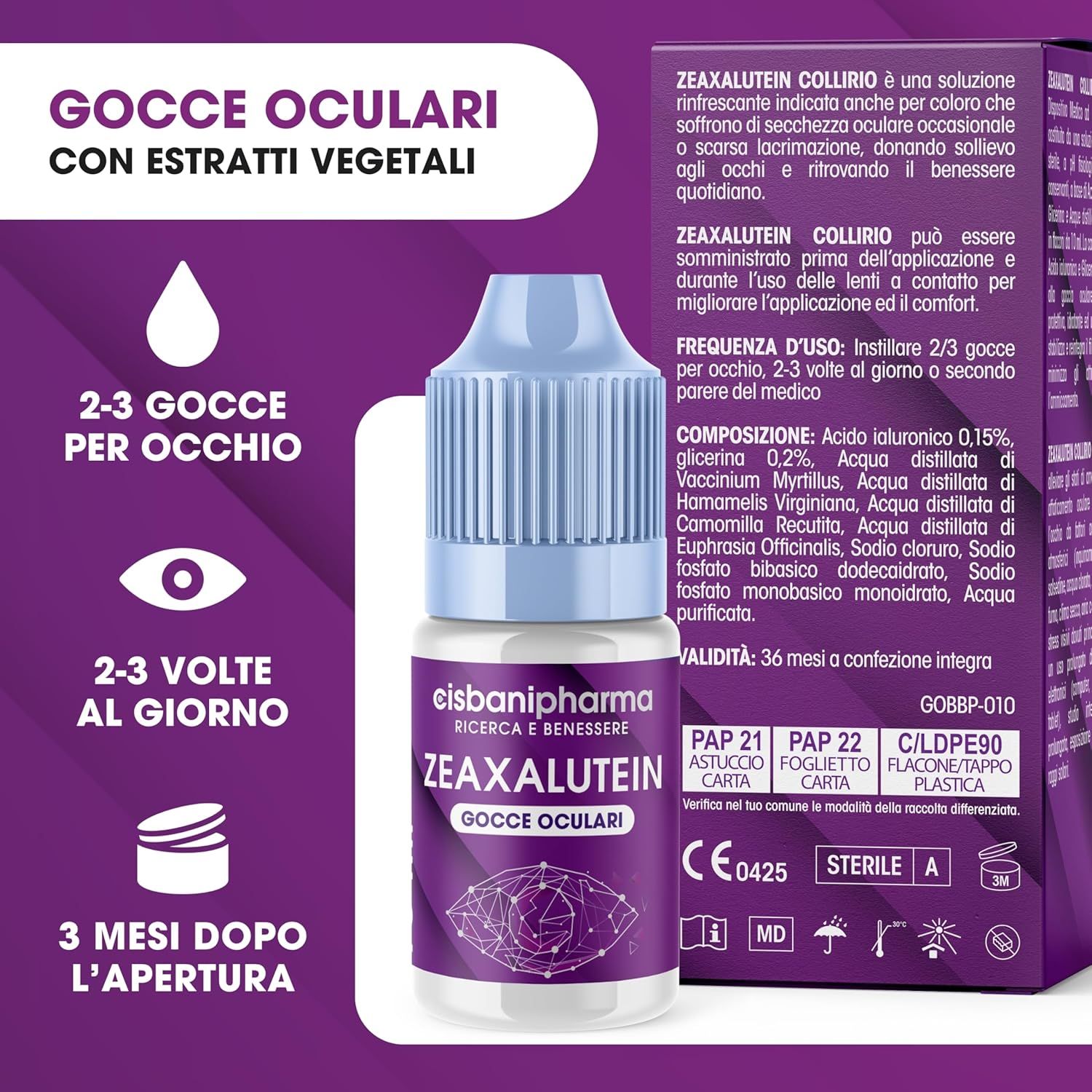 Cisbani Pharma Zeaxalutein COLLIRIO - idratante per occhi secchi con Acido Ialuronico