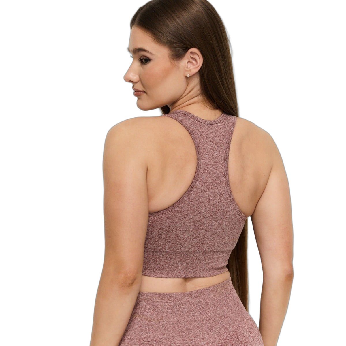 GymBeam Reggiseno sportivo donna FLO senza cuciture con spalline larghe Mauve