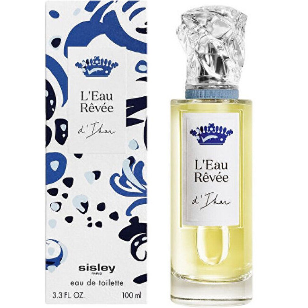 Flacone e confezione. Scritta: L'Eau Rêvée d'Ikar, Sisley Paris, Eau de Toilette. 3.3 FL. OZ. 100 ml.