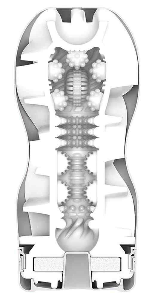 Modello sezionato di prodotto benessere bianco. Struttura interna con varie texture e forme. Alloggiamento con rientranze.