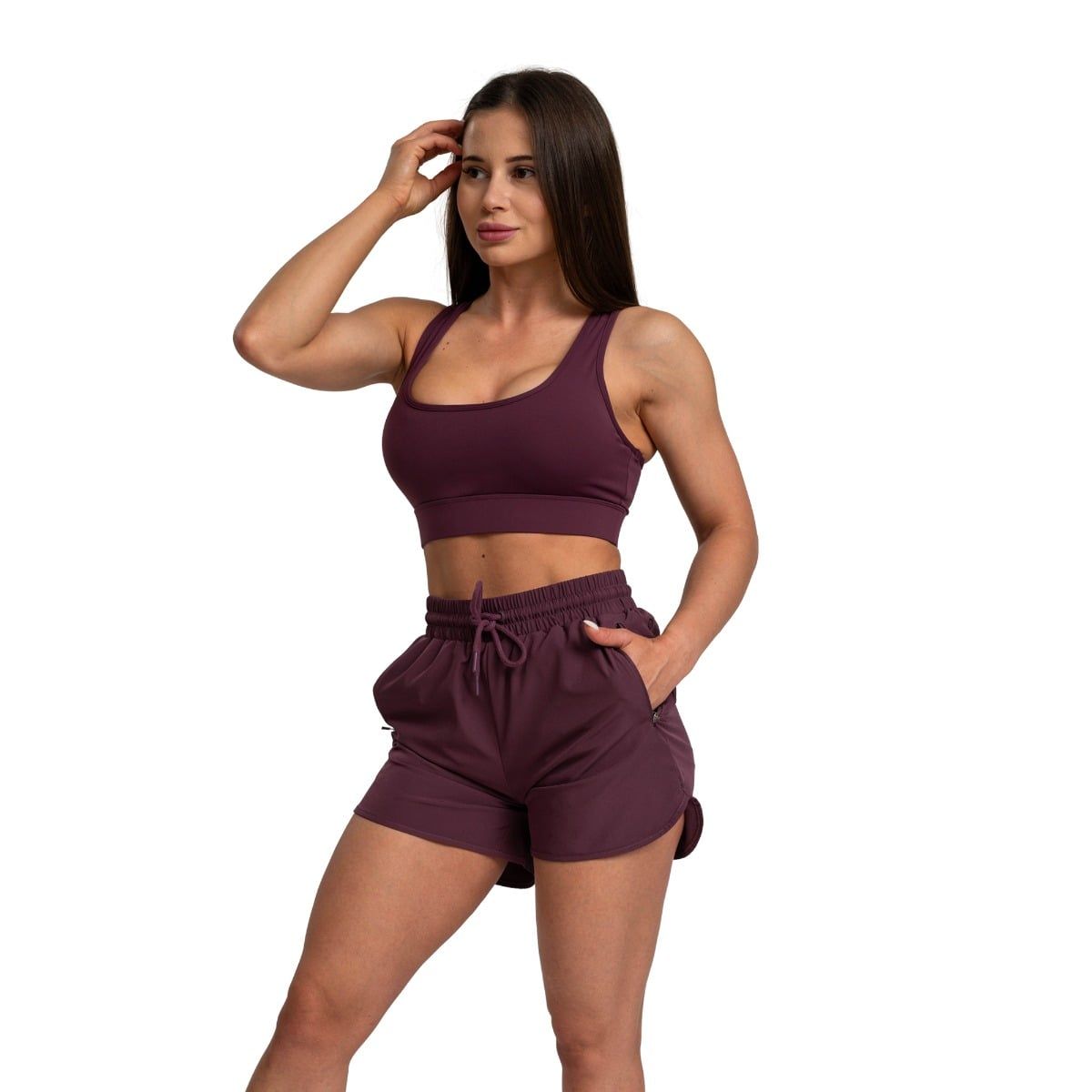 GymBeam Pantaloncini donna TRN Eggplant regular con coulisse e tasche zip