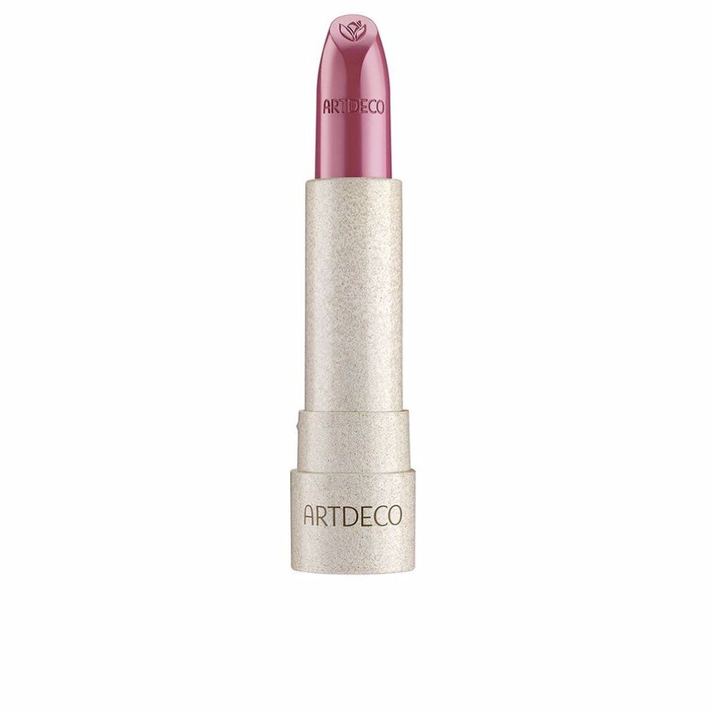 Rossetto rosa chiaro parzialmente estratto. Il nome ARTDECO è visibile sull'astuccio.