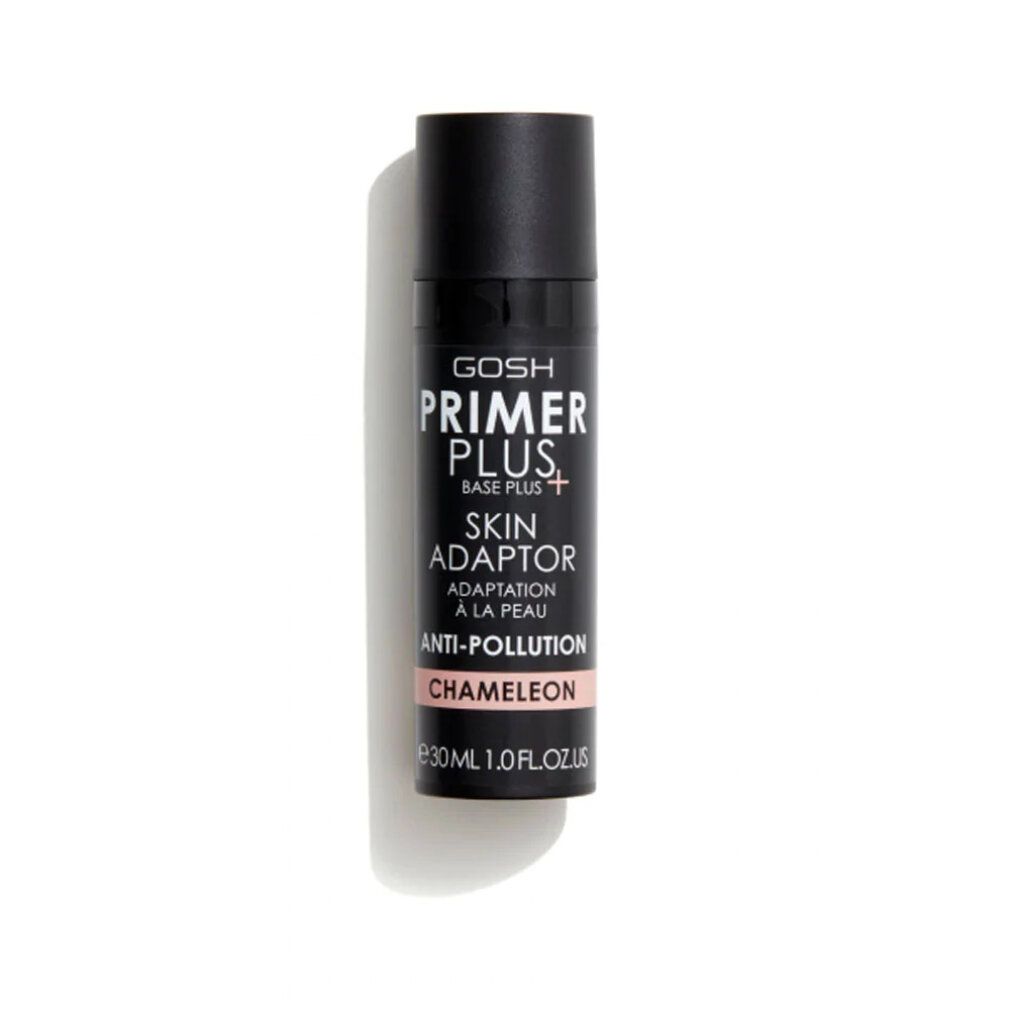 Flacone nero Gosh Primer Plus+. Skin Adaptor, Anti-Pollution, Chameleon. 30 ml.