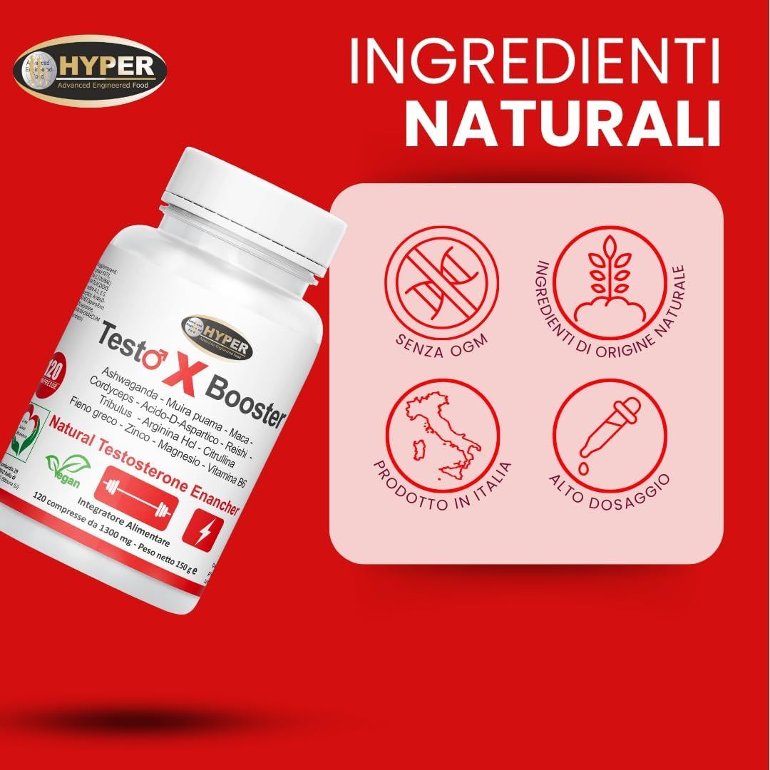 HYPER Testo X Booster Testo Booster Stimolante Testosterone Uomo Ashwaganda    Maca Tribulus