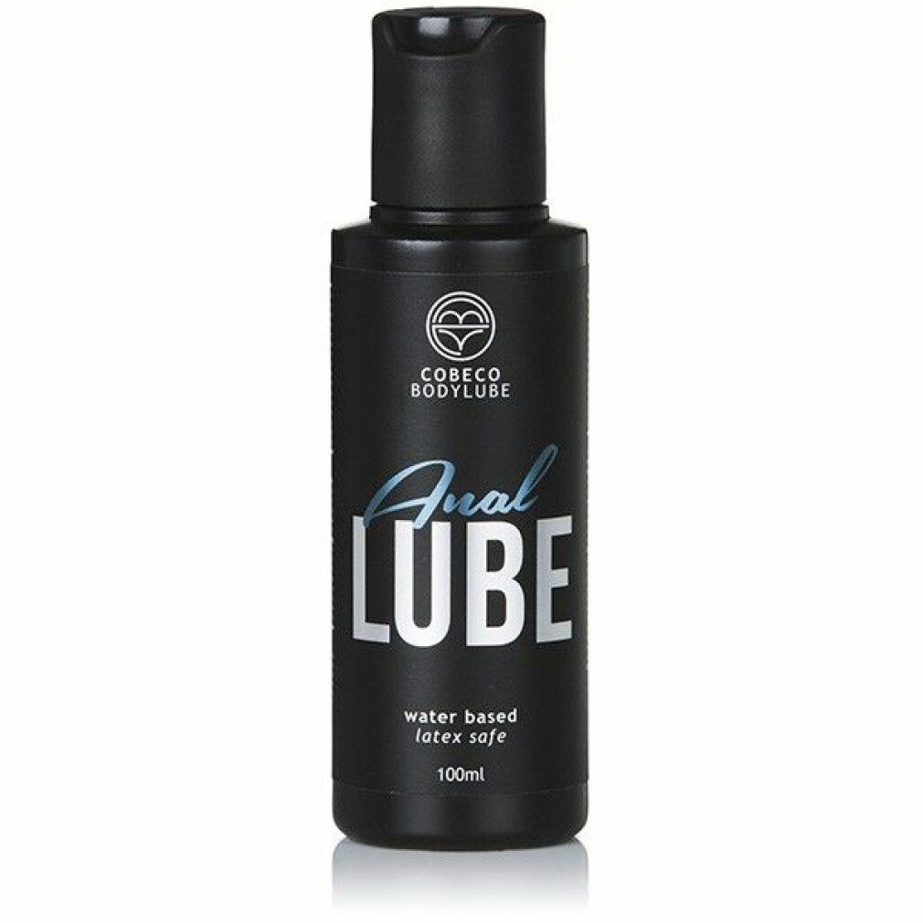 Flacone nero di Cobeco Anal Lube, a base d'acqua, sicuro per lattice. 100ml.
