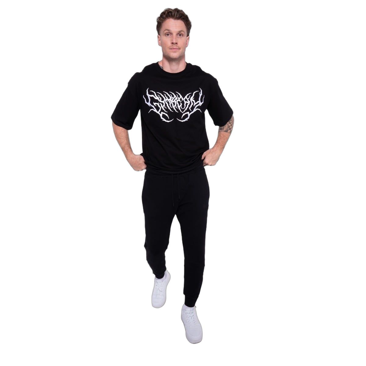 GymBeam T-shirt uomo oversize Thorn nera boxy