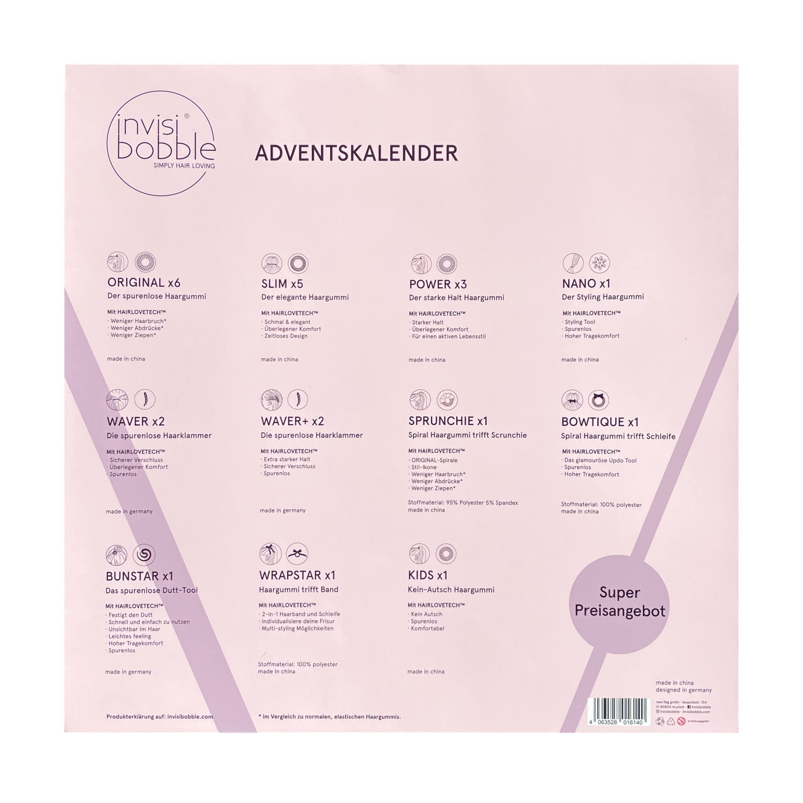 Invisibobble Original - Calendario dell'Avvento 2021, 24 accessori per capelli
