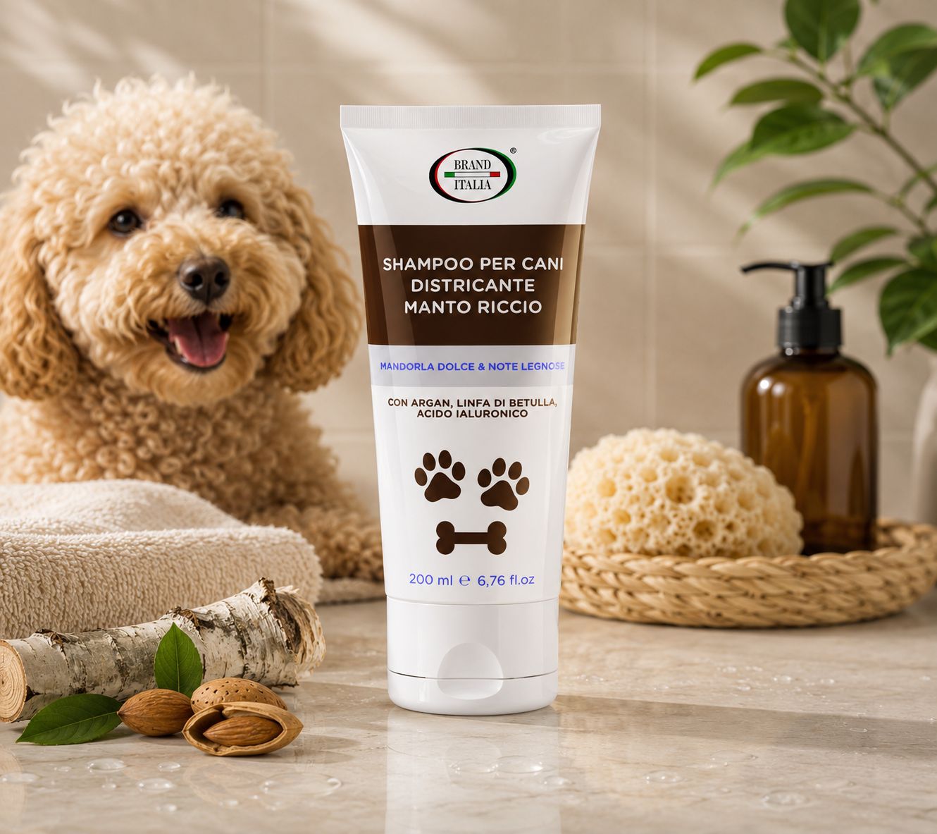 BRAND ITALIA - Shampoo Districante per Cani a Manto Riccio