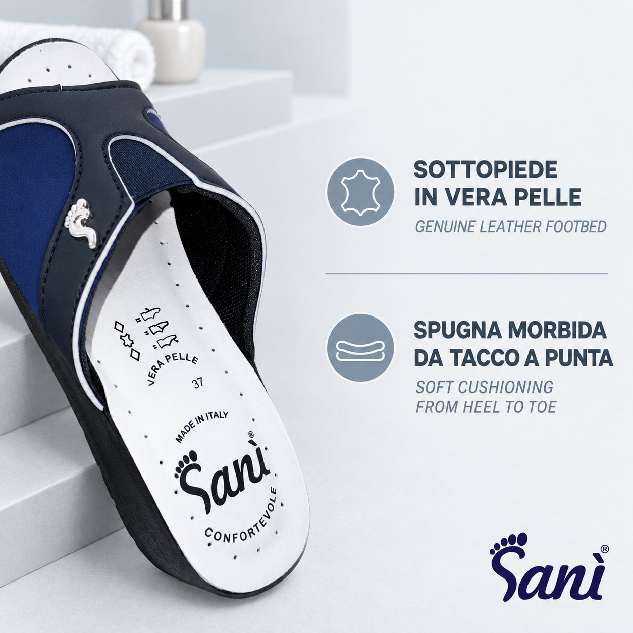 Mocassino da donna con sottopiede in vera pelle e ammortizzazione morbida.