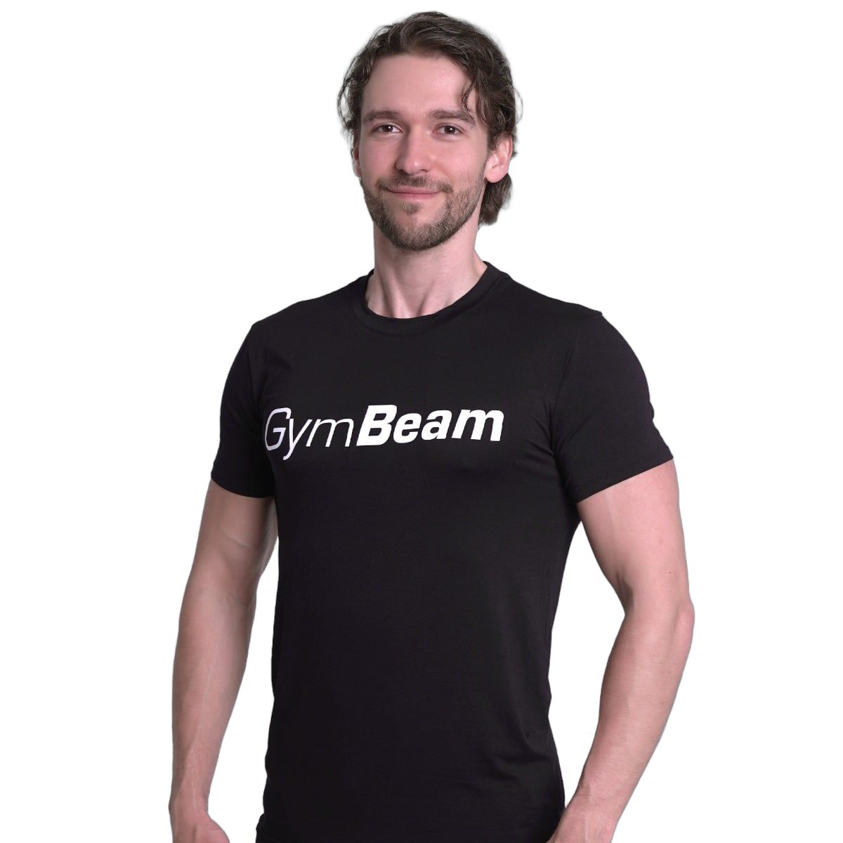 GymBeam T-shirt uomo Essence regular manica corta in viscose ed elastane Black
