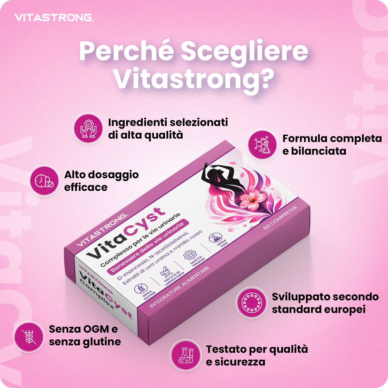 Quattro donne di età diverse che supportano Vitastrong VitaCyst.