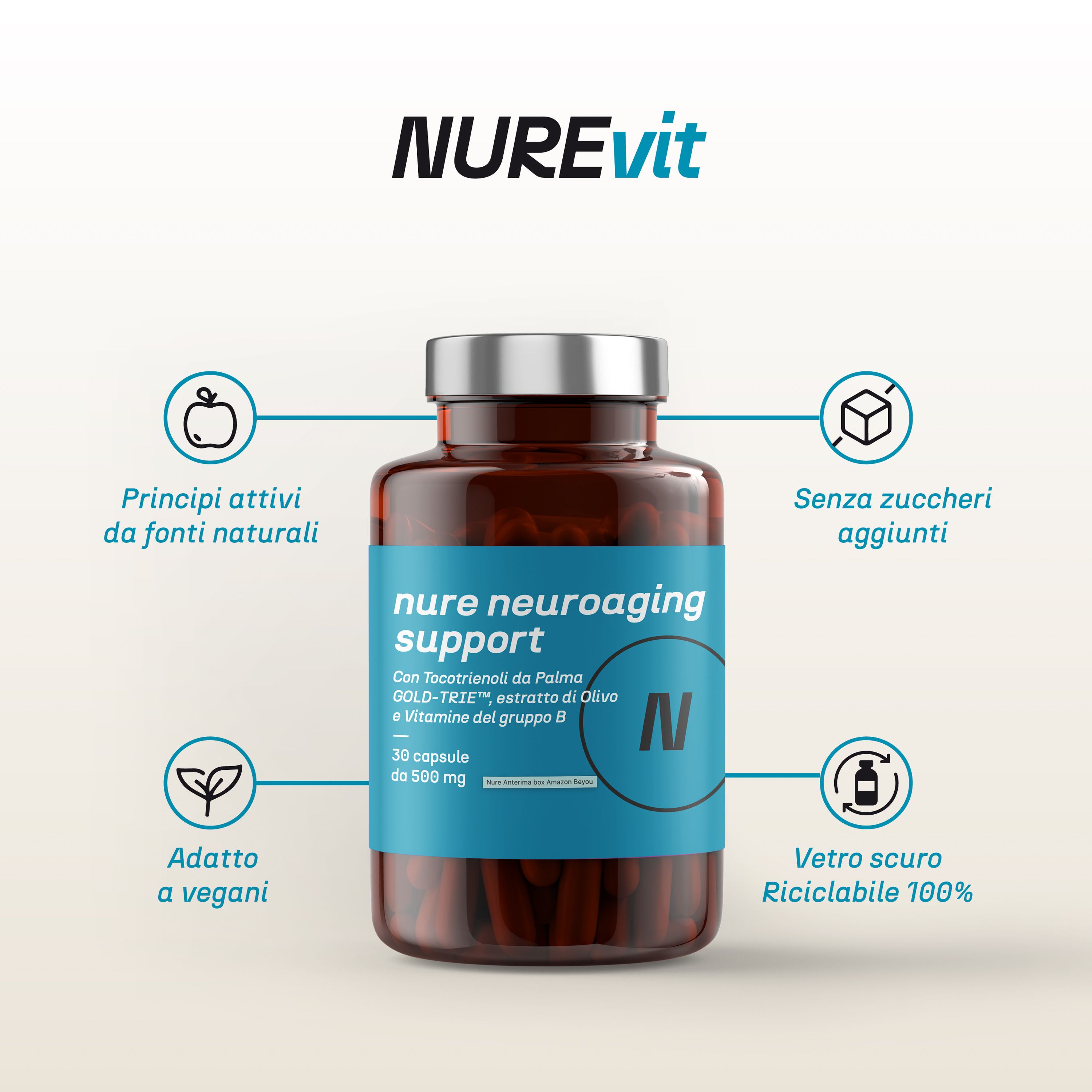 NURE Neuroaging Support Capsule per il benessere cognitivo Supporto cellule dallo stress ossidativo