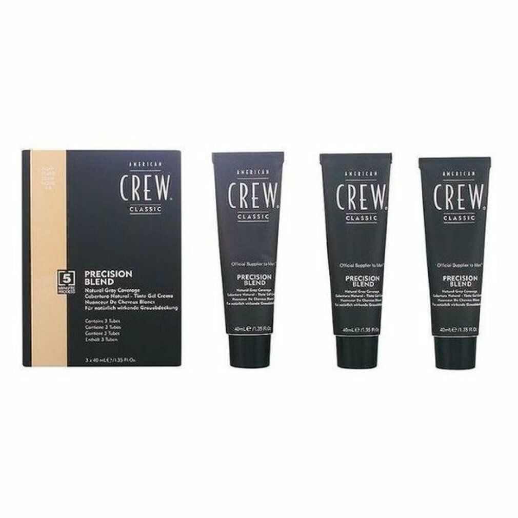 Tre tubi e una scatola. La scatola riporta il marchio American Crew e il nome del prodotto Precision Blend.