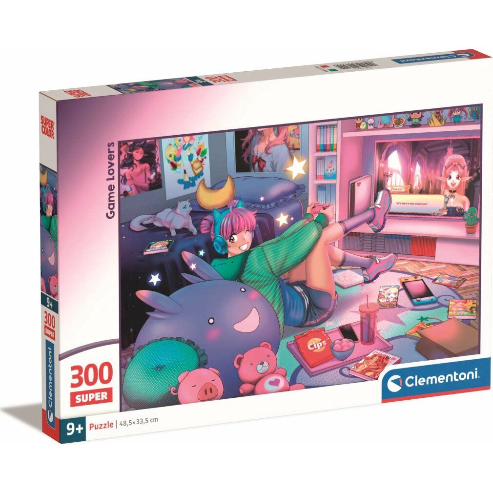 Scatola puzzle Clementoni. Motivo: scena anime. 300 pezzi, dai 9 anni in su. Stampa: Game Lovers. Dimensioni: 48,5 x 33,5 cm.
