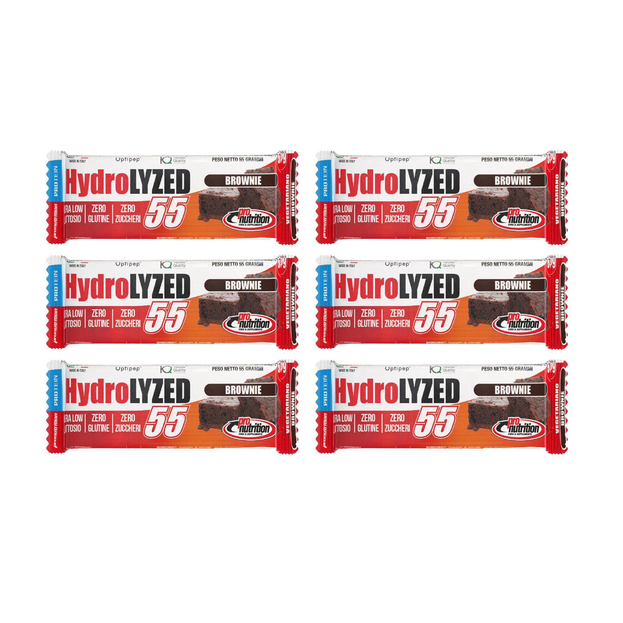 Pronutrition Barretta Proteica Hydrolized - 6x55g - Brownie - Zero zuccheri - Senza glutine
