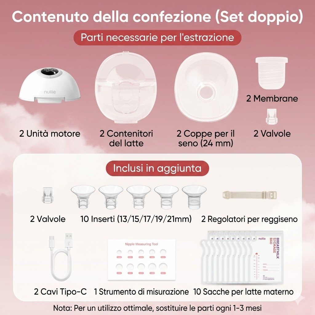 Vista dettagliata del tiralatte: coppa con doppio bordo sigillante, protezione anti-perdita e anti-riflusso.