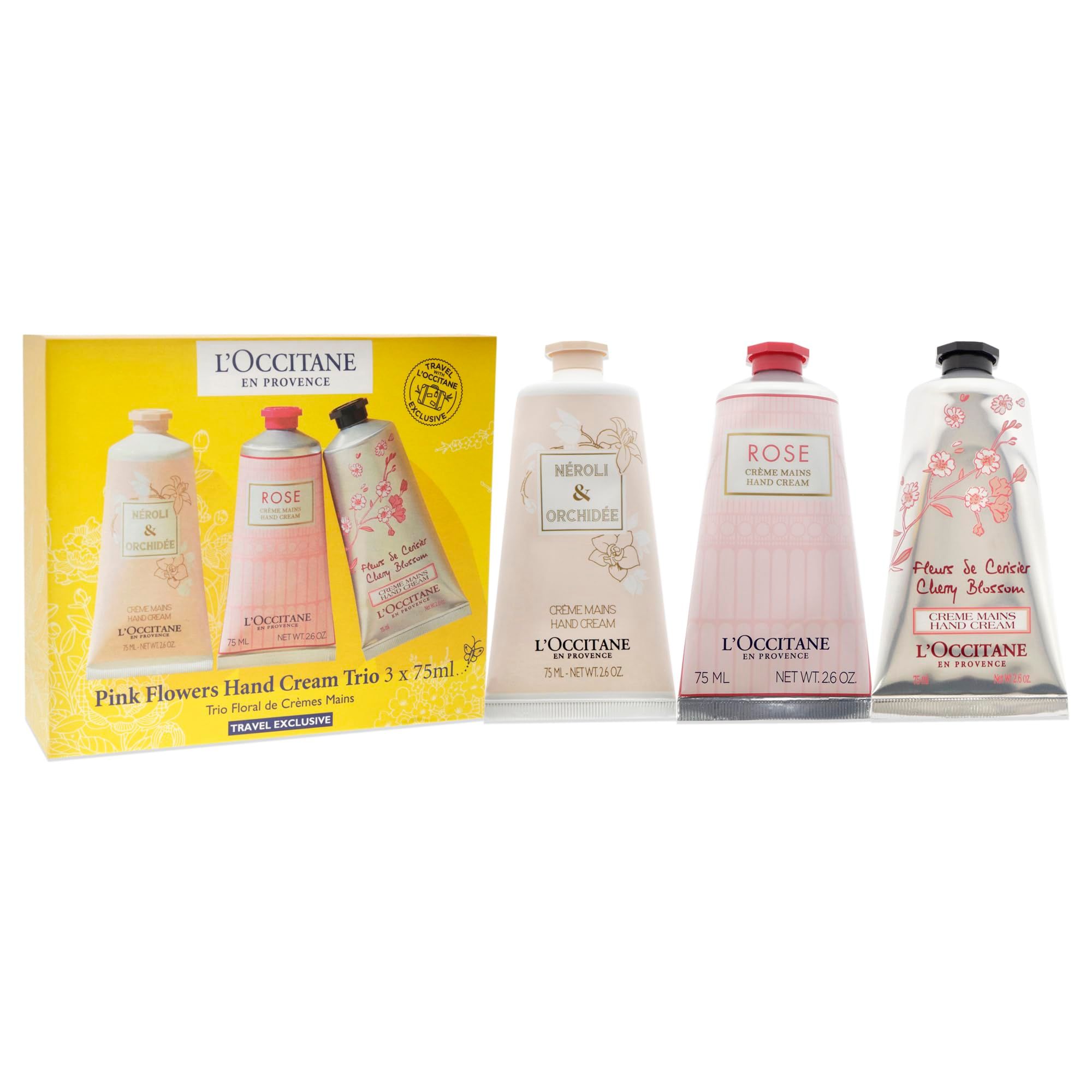 L'Occitane Trio Crema Mani Fiori Rosa 3 x 2.6 oz (Neroli, Rosa, Ciliegio)