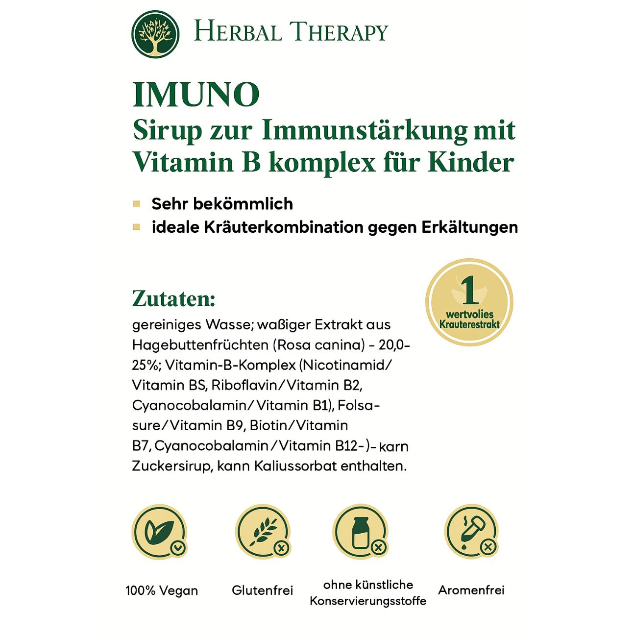 Herbal Therapy Sciroppo immunostimolante con complesso di vitamina B per bambini