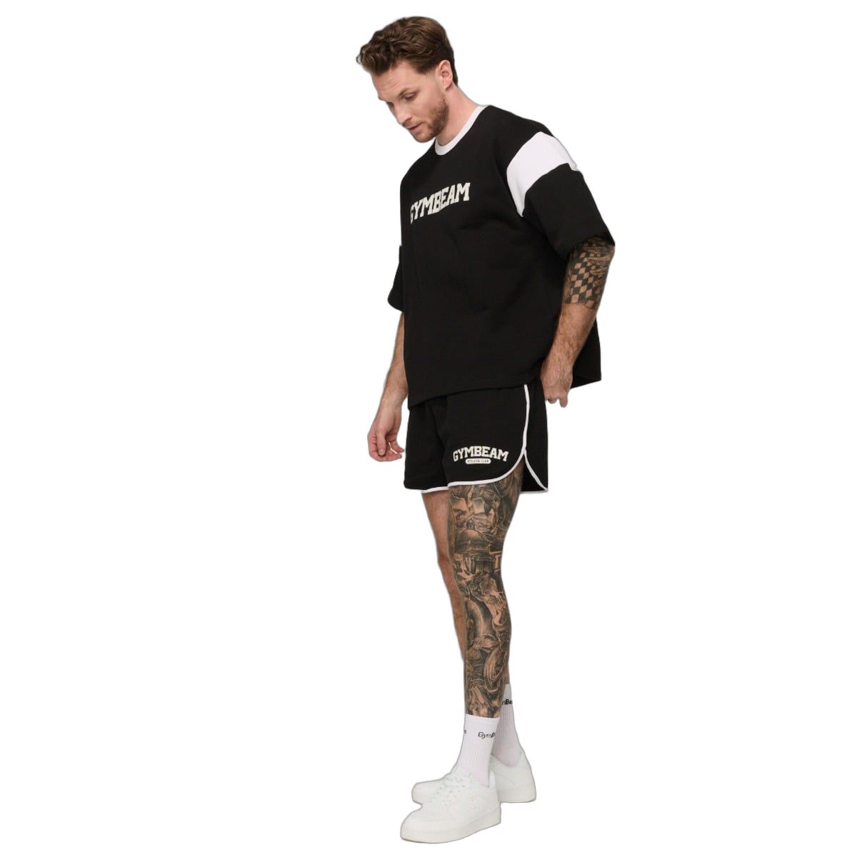 GymBeam Pantaloncini sportivi uomo oversize con tasche Varsity nero