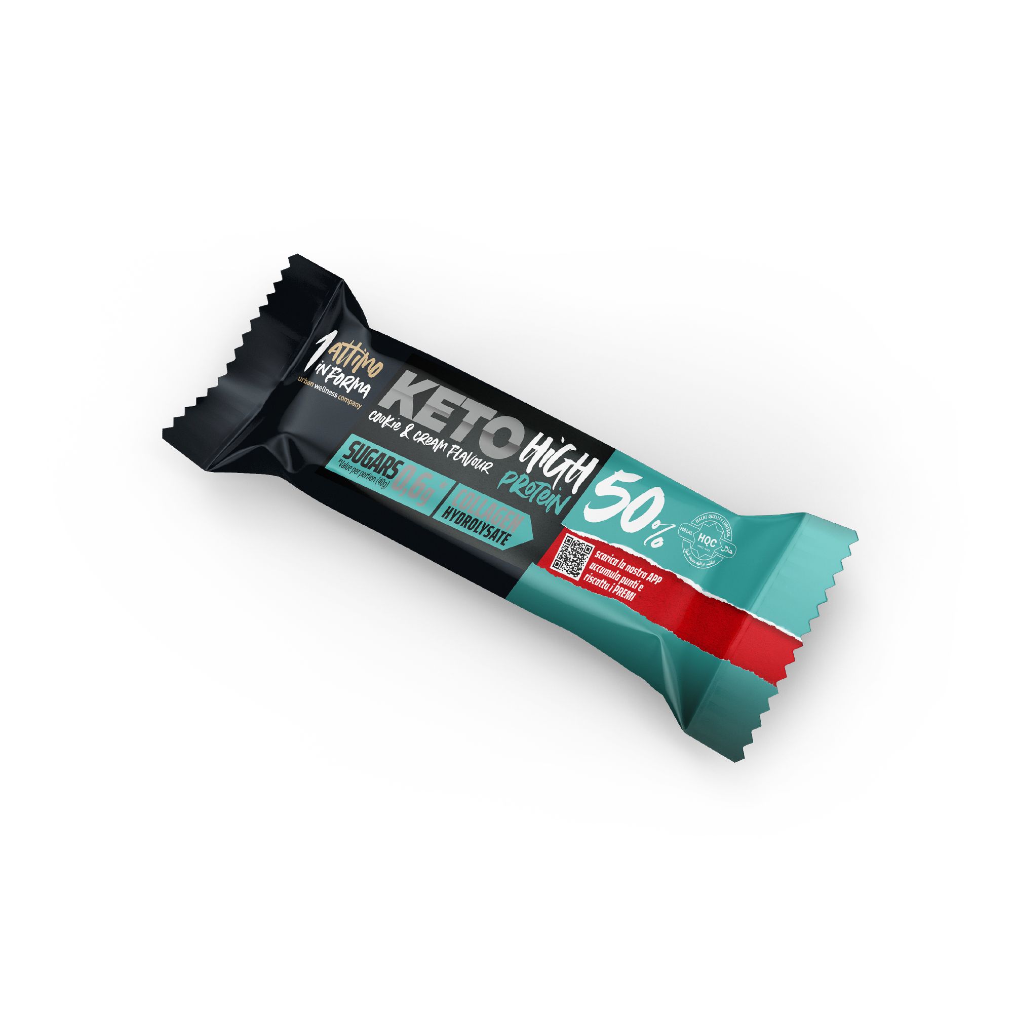 Barretta proteica Keto High, gusto Cranberry & Cream, 50% proteine, a basso contenuto di zuccheri.
