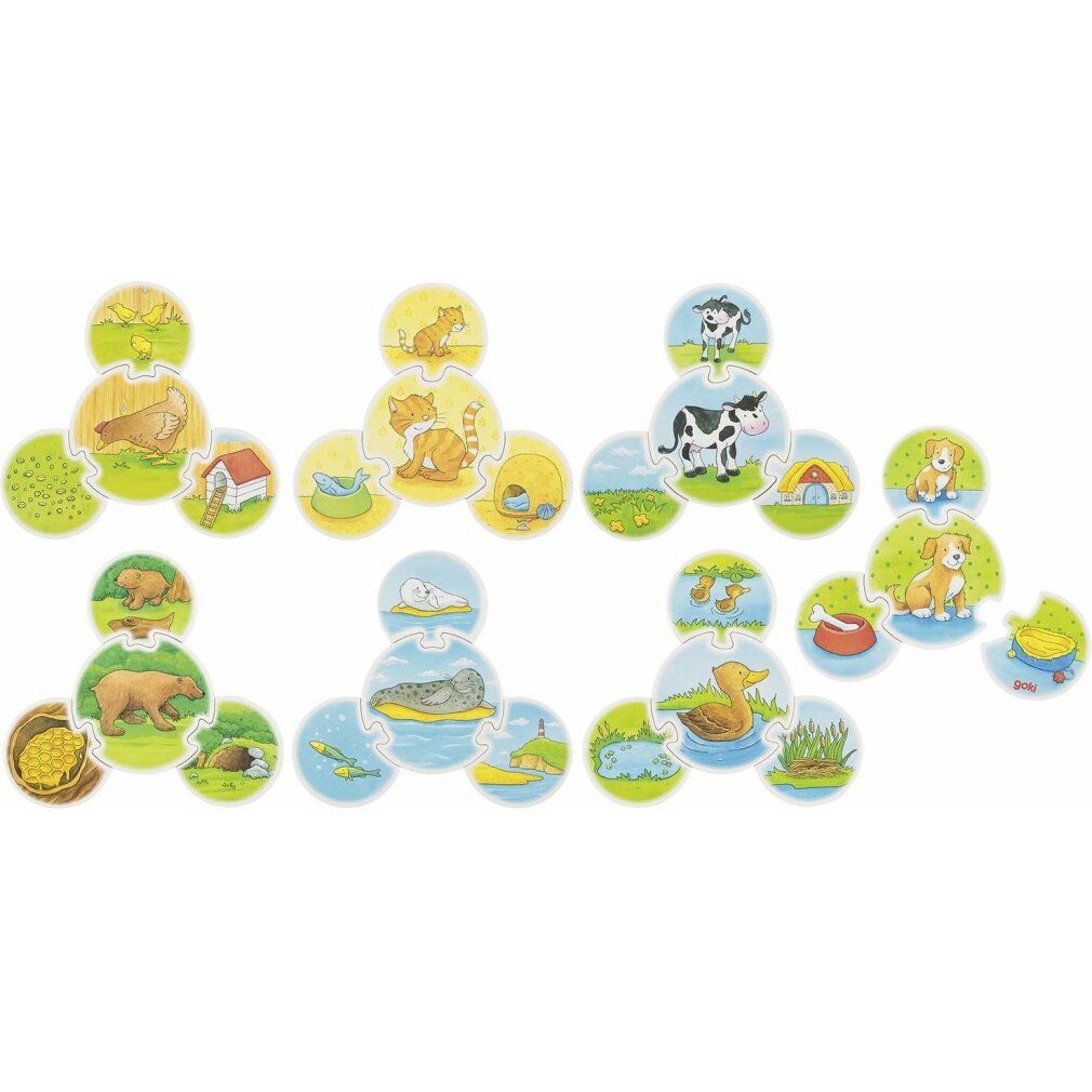 goki puzzle di legno animali 7x4 pezzi