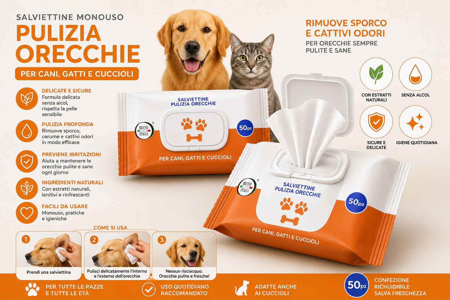 BRAND ITALIA - Salviettine Pulizia Orecchie