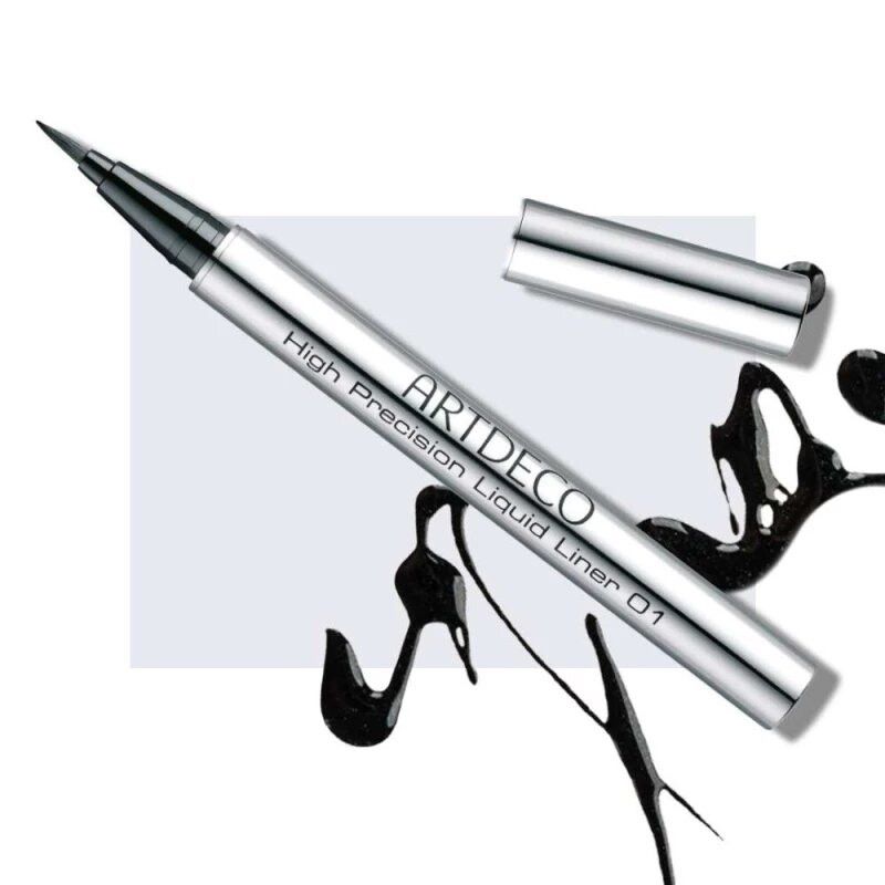 ARTDECO High Precision Liquid Liner 01 in astuccio argentato con cappuccio e liquido nero.