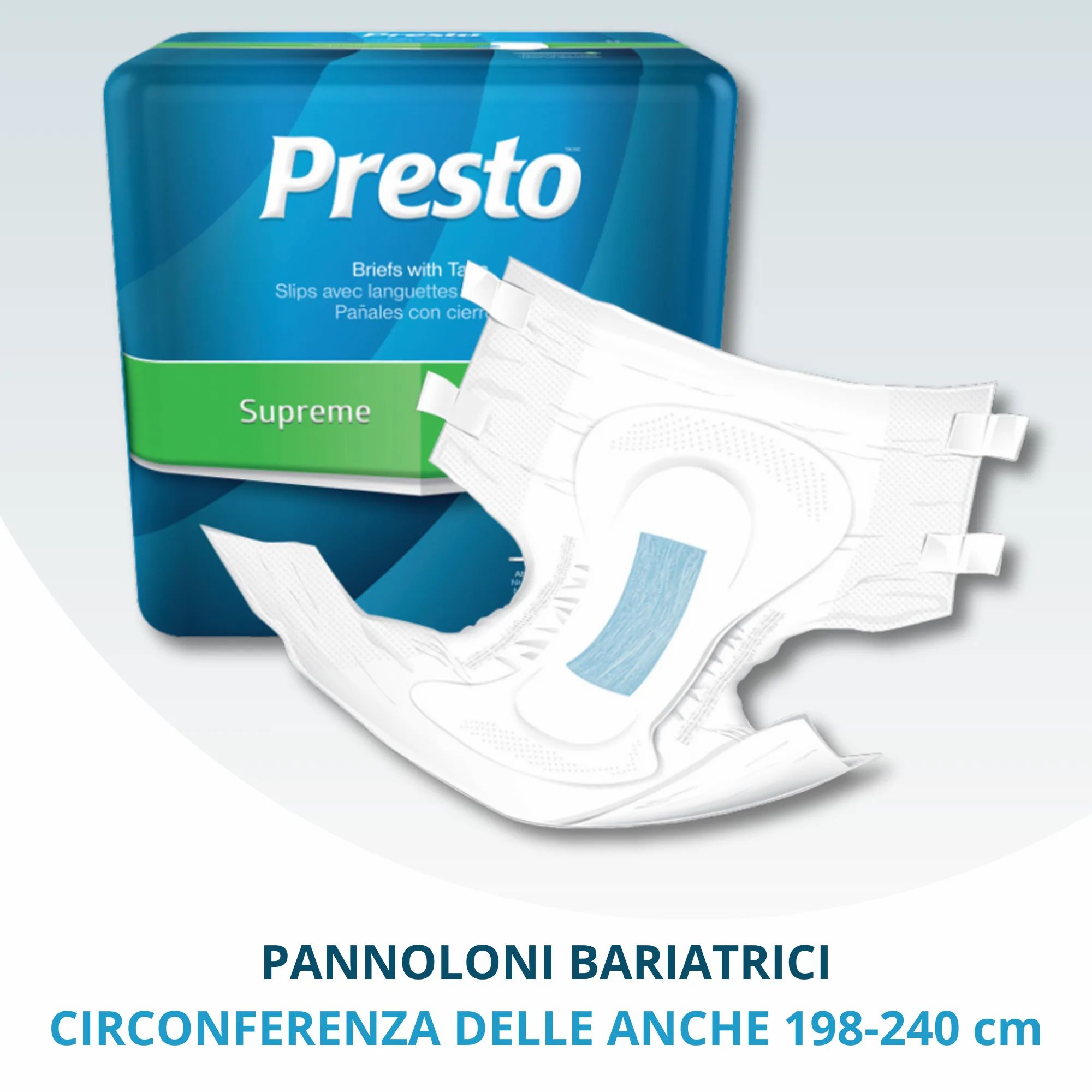 Presto Pannoloni Bariatrici per Incontinenza XXXL, 4 Confezioni